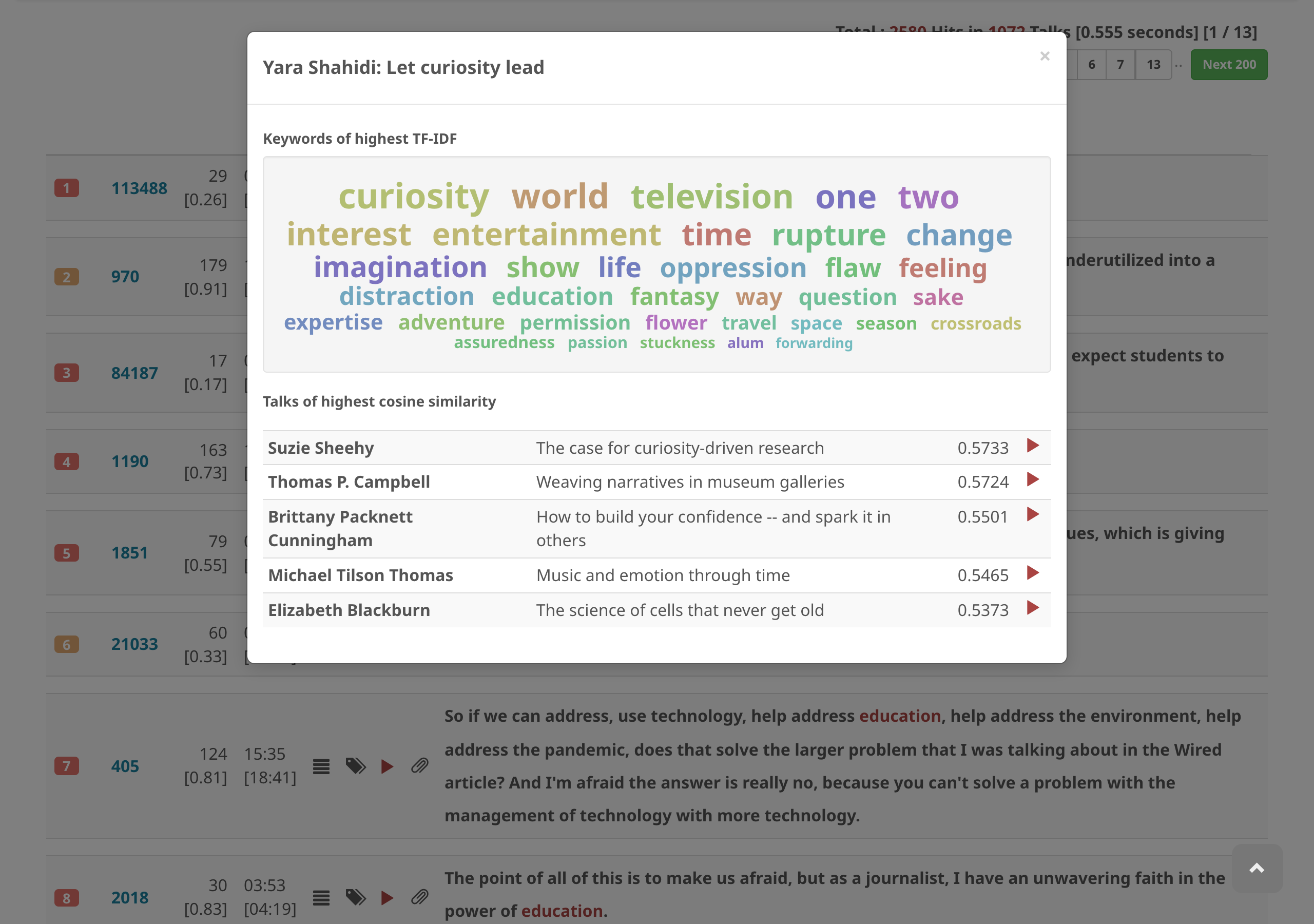 Keywords and similar talks