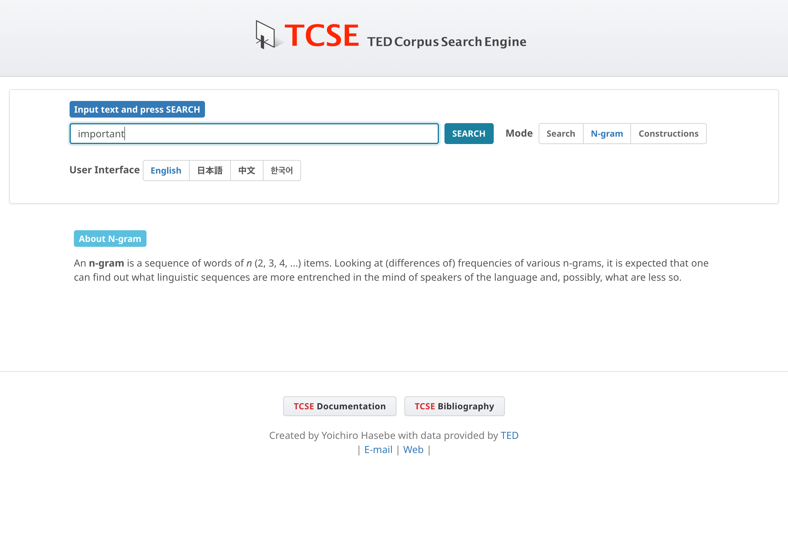 Collocation results sorted by MI score